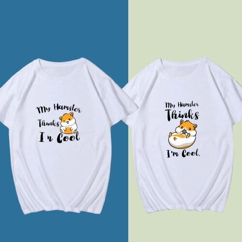 Casual Harajuku Oversized Couple Clothing Guinea Pig Print Tshirt Unisex Summer Short Sleeve Tees Kawaii Cartoon Fashion T Shirt