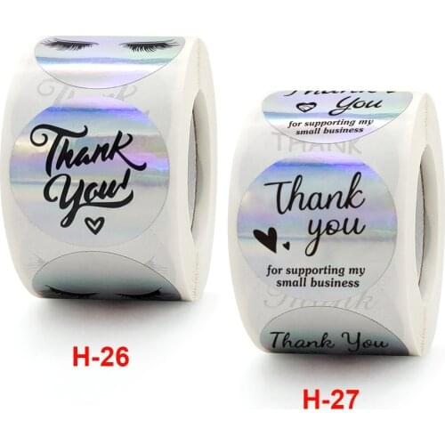 Rainbow laser in roll thank you for your commercial decoration envelope sealed with a circular sticker label