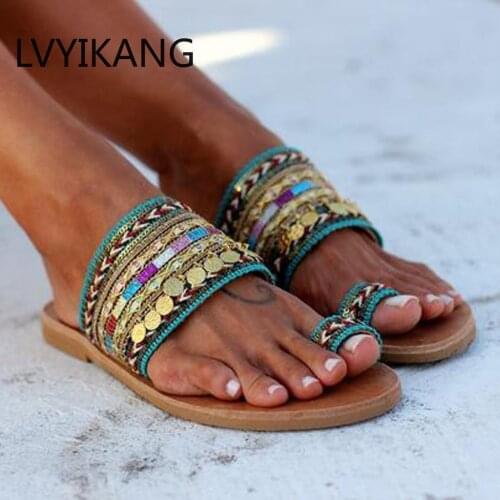 Women Summer Shoes Boho Artisanal Flat Sandals Ladies Handmade Greek Style Flip Flop Slippers Sandals Sandalia Feminina 2019