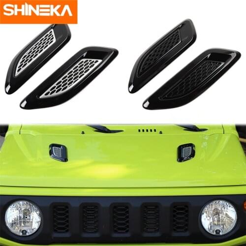 SHINEKA Black/Silver Car Front Hood Air Vent Fender Outlet Decoration Cover for Suzuki Jimny 2019 2020 Exterior Accessories
