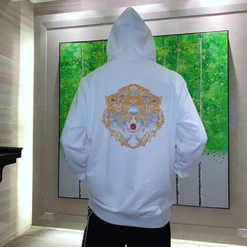 Hoodie Rhinestone Pure Color Casual Factory Wholesale Hooded Mens Hot Sale Luxury Plus Size Sweatshirt