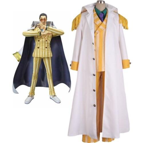 Japanese Hot Anime ONE PIECE cosplay Borsalino cos Halloween party man costume (cloak+coat+shirt+tie+pants)