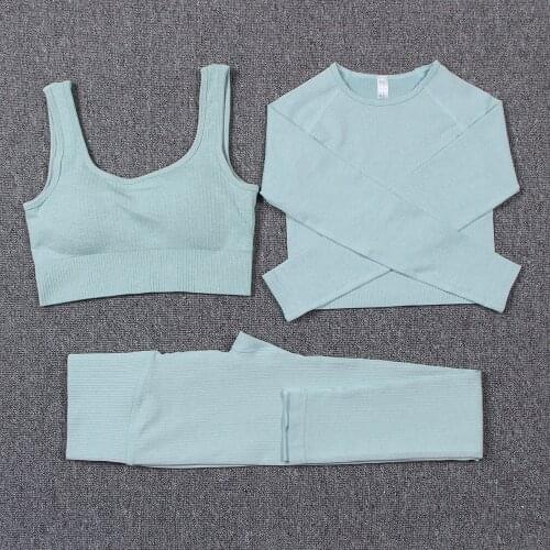 Seamless Fitness Clothing Yoga Set Women Workout Clothes Sport Suits Gym Set Padded Sports Bra High Waist Leggings Ropa Mujer