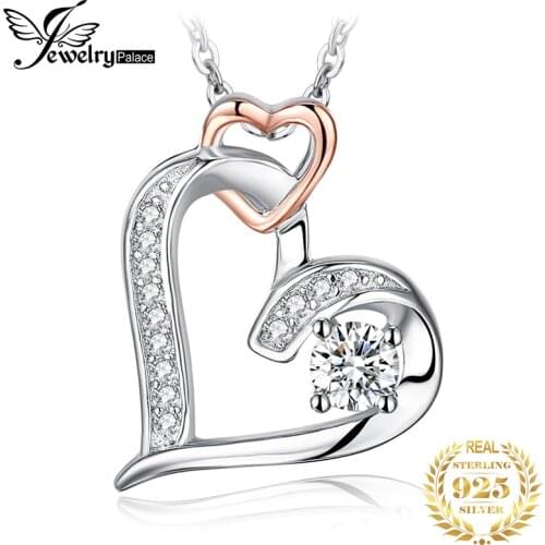 JPalace Infinity Heart Pendant Necklace 925 Sterling Silver Choker Statement Necklace Women Silver 925 Jewelry Without Chain