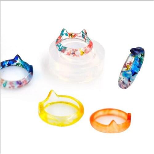 1 pcs DIY Cat Shape Silicone Ring Mould For Epoxy Resin with Real Flower Herbarium Jewelry Making Tools resin molds for jewelry