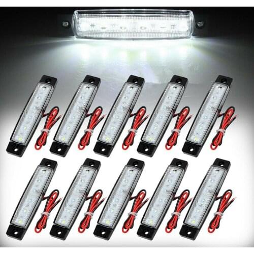 10 x White 12V LED Red Clearance Side Marker Light Indicator Lamp Strip Truck Trailer Lorry