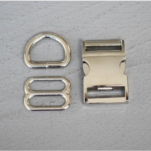100 Sets 20mm Metal Hardware D Ring Belt Straps Slider Side Release Buckle Spring Hook For Dog Leash Harness Accessories