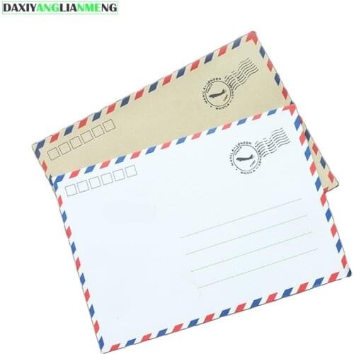 100pcs/lot 17.5x12.5cm / 6.8"*4.8" Kraft paper mailer/reto Pattern Edge Air Style Envelope, postcard cover free shipping