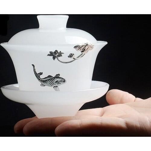 150ml Glaze Porcelain Tea Tureen White Tea Bowl Creative Teaware Chinese Kung Fu Tea Set Gaiwan Master Cup Teapot Drinkware Gift