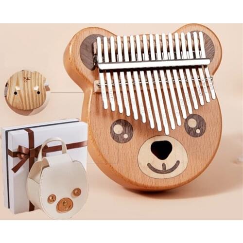 Kalimba 17-Key Thumb Piano Finger Piano Instrument Wood Piggy Bear Pattern Kalimba Portable Mahogany Wood Gifts For Kids Adults
