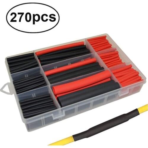 270pcs cable insulation 3:1 flame retardant tube sleeve electronic component DIY connector repair heat shrinkable tube