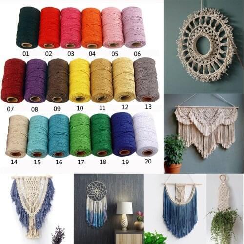 3mm x 100m DIY Macrame Yarn Decorative Warp Cotton for Knitting Crafts, macrame cord,Hand-woven cotton thread, jute, cuerda,rope