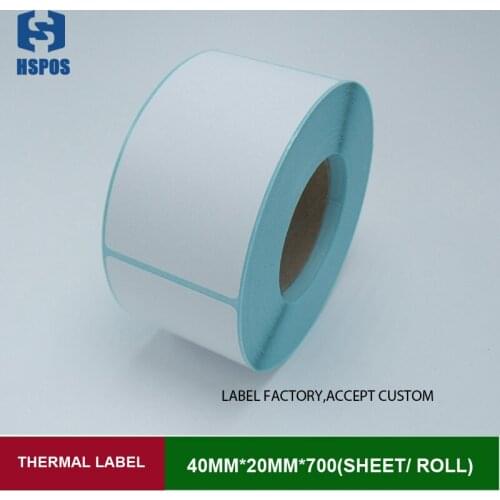 40mmx20mm 1000pcs one roll thermal printer paper can be custom logo self adhesive blank barcode label sticker for supermarket