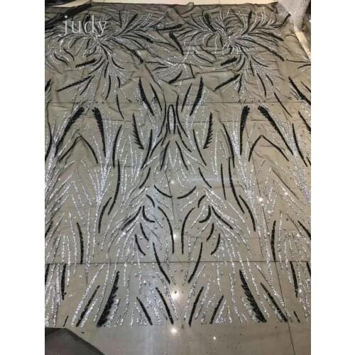 Free shipping Free shipping HL0269# Black silver African cloth Nigerian clothing fabric mesh used for wedding dress dinner