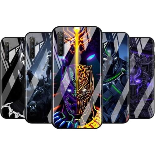 Tempered Glass Phone Cover Black Panther Super Hero For OPPO A9 2020 A52 Find X2 Lite Realme 7 7i C3 XT 6 5 PRO Phone Case