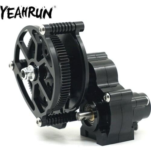 YEAHRUN Black Aluminum Inverted Transmission Gearbox for Axial SCX10 1/10 RC Crawler Car Truck Upgrade Parts