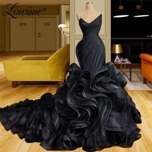 Black Long Prom Dresses Red Carpet Party Dress 2021 Plus Size Dubai Moroccan Saudi Arabia Formal Evening Gowns Customized Robes