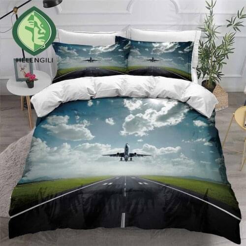 HELENGILI 3D Bedding Set Aircraft Print Duvet Cover Set Bedclothes with Pillowcase Bed Set Home Textiles #FJ03