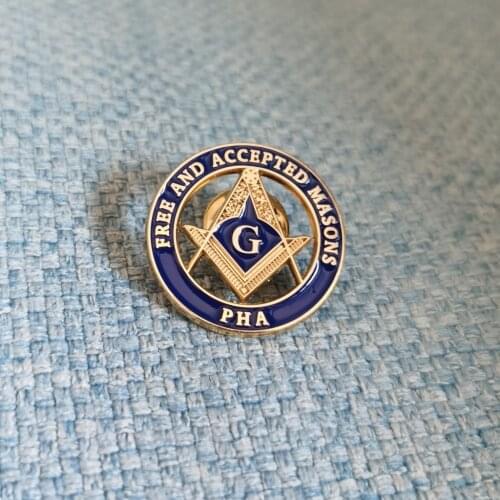 Custom lapel pin badge 1" FREE AND ACCEPTED MASONS PHA Lapel Pin Badge With Butterfly clutch
