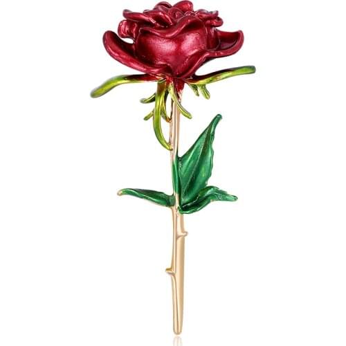 Luckydays Rose Flower Brooch Fashion Camellia Painted Enamel Pin Brooches Women party accessories