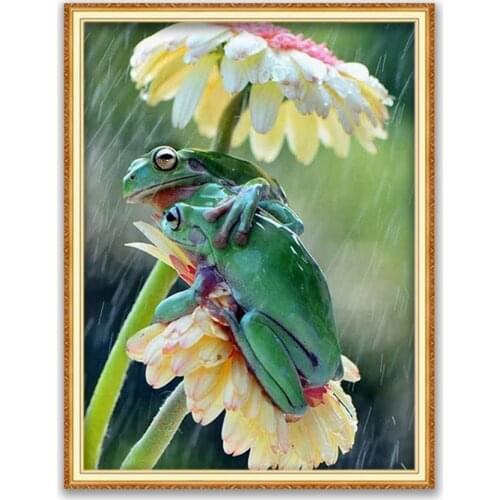 Animal Frog DIY Cross Stitch 11CT Embroidery Kits Craft Needlework Set Cotton Thread Printed Canvas Home Decoration On Sale