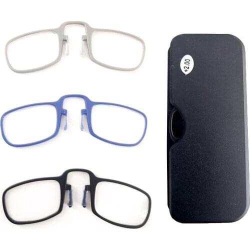2020 Newest Mini SOS Wallet Reading Glasses Nose Clip on Presbyopic Glasses Mens and Women Men Glass Frame Black High Quality