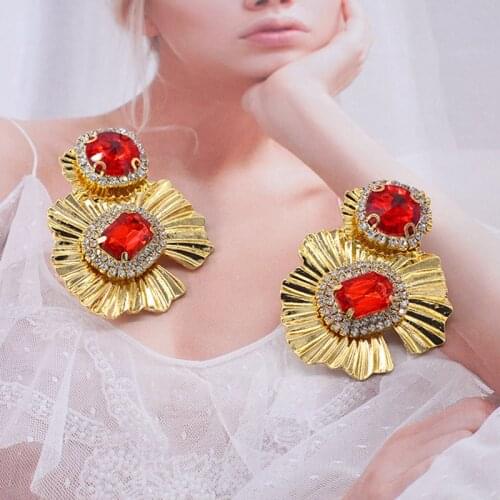 Wholesale New Long gold Metal Dangling Multicolored Crystals Dangling Earrings Jewelry Accessories for Women
