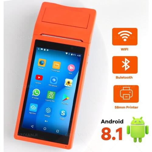 PDA Terminal 1D Barcode Scanner Reader Printer 58mm Android Wifi POS Thermal Receipt Bluetooth Rugged handheld Terminal Systems