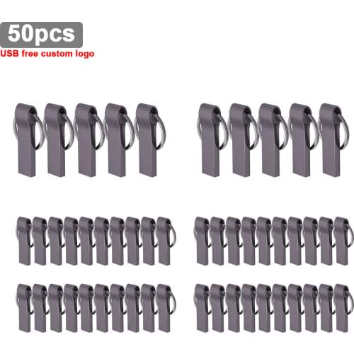 50pcs free logo Metal USB Flash Drive 128GB mini Pen Drive 8GB 16G B 32GB 64GB Pendrive USB Memory Stick U Disk free package