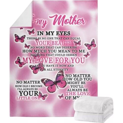 Pink Butterfly Design Blankets A Letter to My Mother As a Gift Sofa Couch Quilts Air Conditioner Flannel Blanket Bedspreads