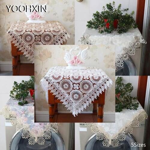 Luxury 5sizes lace satin Tablecloth embroidery flower tea Table Cover cloth towel kitchen Christmas Wedding party home decor