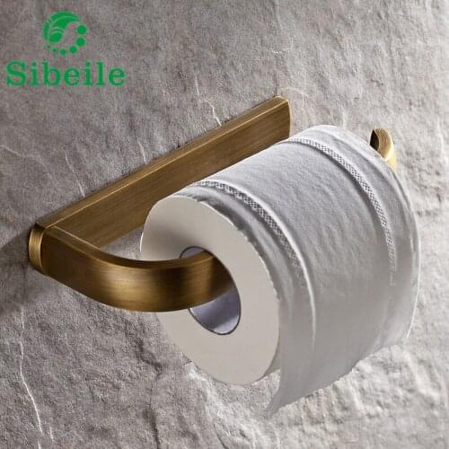 SBLE Antique Luxury Square Toilet Paper Holder Brushed Solid Brass Tissue Holder Toilet Paper Holder Wall Mounted Roll Holder