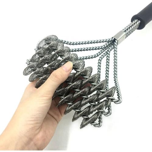 Stainless Steel BBQ Brush Cleaning brush grill accessories barbecue spring horizontal grill oven cleaning brush kitchen tools