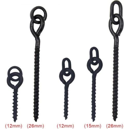 20pcs Boile Screw Peg w/ Round/Oval Ring Swivel D-Rig Chod Rig Fishing Terminal Tackle Bait Holder Carp Fishing Accessories