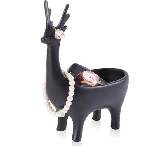 Resin Deer Home Key Storage Box Porch Decoration Living Room Jewelry Props Ring Bracelet Jewelry Display Shelf