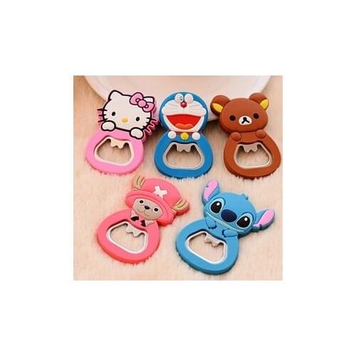 Creative cartoon multifunction silicone Stainless Steel bottle opener beer fridge openers kitchen tools (can be Fridge Magnet )