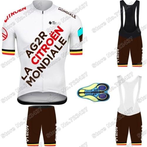 Belgium Champion 2021 Team AG2R Cycling Clothing Men Cycling Jersey Set Race Road Bike Suit Bicycle Bib Shorts MTB Fietskleding
