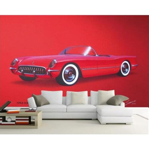 WDBH 3d wallpaper Custom photo Red classic sports car background living room home decor 3d wall mural wallpaper for walls 3 d