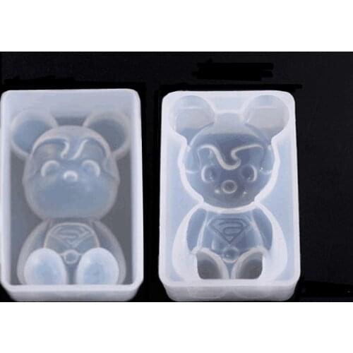 Mirror 3D super bear mold DIY UV resin plaster pottery clay decoration silicone mold