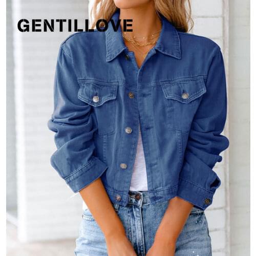New Style Women Denim Jacket Coat Autumn Winter Long Sleeve Turn Down Collar Blouse Single Breasted Jean Jackets Streetwear