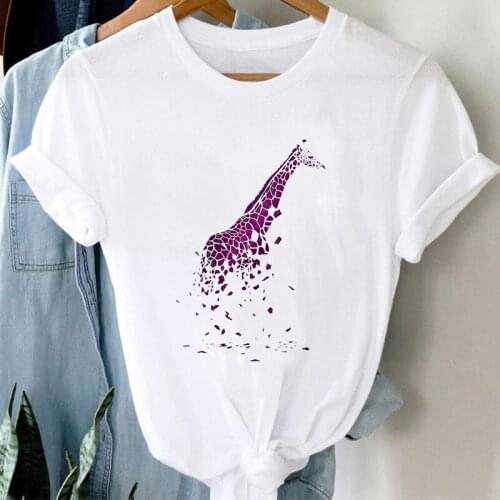 Women Short Sleeve kawaii giraffe Printing Cute Animal Ladies 90s Fashion Clothes Print Tshirt Female Tee Tops Graphics T-shirt