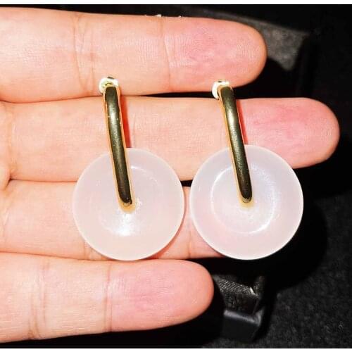 DIWENFU 14K Gold Jade Stud Earring for Women Aros Mujer Oreja Silver 925 Jewelry Jade Gemstone Orecchini Jade Jewelry Girls Box