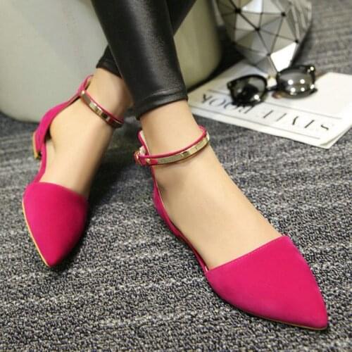 COOLULU Women Dorsay Flats Shoes Pointed Toe Ankle Strap Flats All Match Chaussures Plates Pour Femmes Ladies Flats Size 34-43