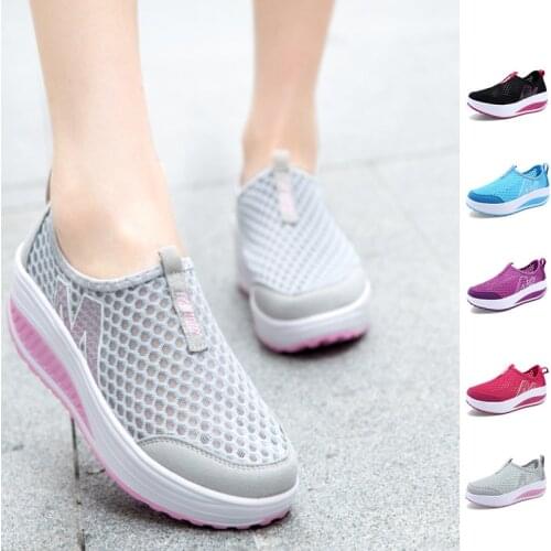 New Women Platform Rocking Shoes Hollow Breathable Ladies Casual Walking Shoes Lightweight Flat Fashion Zapatillas Mujer