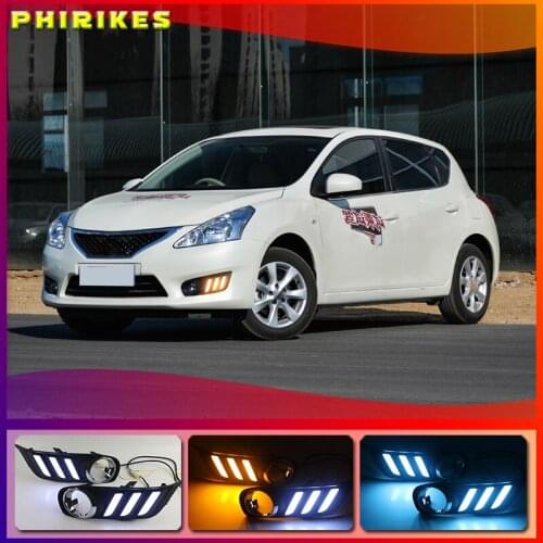 1 Pair of 12V Car Auto LED Daytime Running Light Lamp DRL Fog Lamp Cover Fits for Nissan Tiida 2011 2012 2013 2014 2015