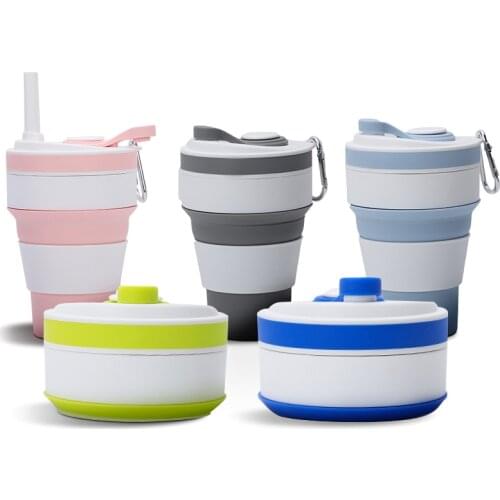 10PCS Silicone Foldable Coffee Cup Outdoor Travel Sports Portable Creative Silicone Water Cup Food Grade Folding Coffee Cup