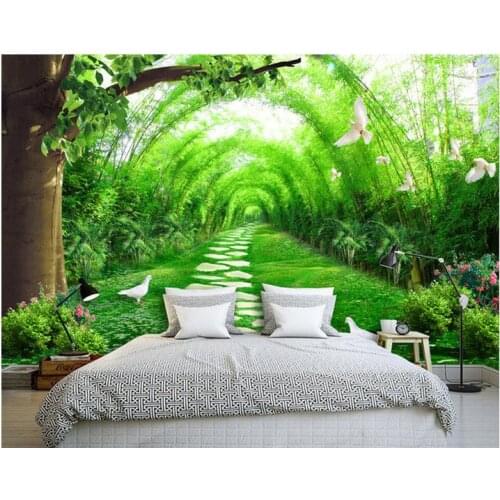 3D wallpaper custom mural beauty Fresh bamboo forest road 3 d TV setting wall non-woven wallpaper room decoration