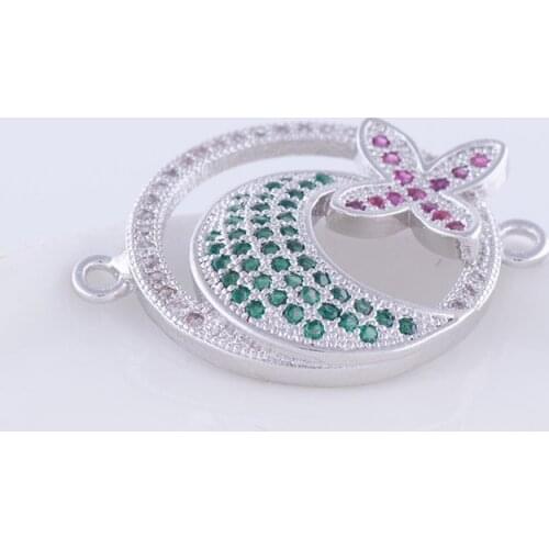 5pcs Bijoux Colorful Zircon Moon Charms For Jewelry Making Handicraft Copper Micro Pave Connectors Jewelry Findings Gifts