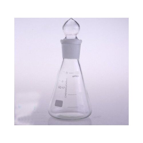 50ml Borosilicate Glass Conical Erlenmeyer Flask with Stopper For Chemistry Laboratory