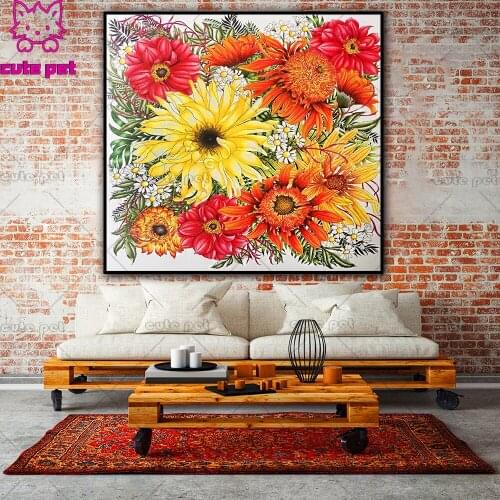 DIY diamond embroidery Daisy flowers full square round diamond painting cross stitch kit 5D painting rhinestones mosaic decor